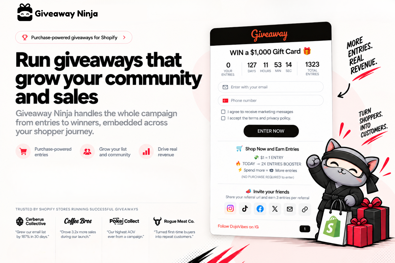 Giveaway Ninja purchase-based giveaway landing page