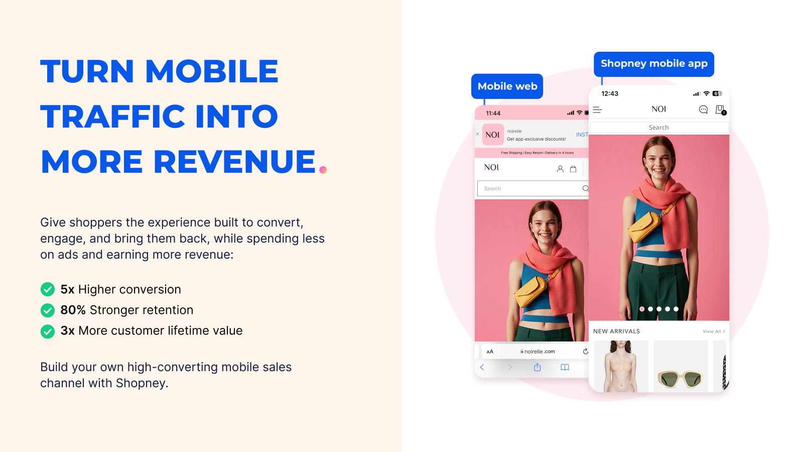 Shopney mobile app built from a Shopify store