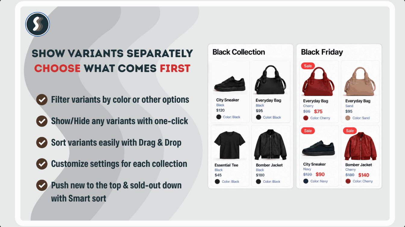 Stamp: show variants separately and choose what comes first